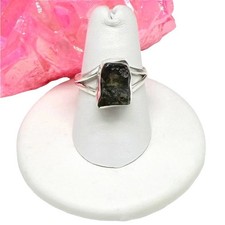 Moldavit Ring Größe 7 massiv