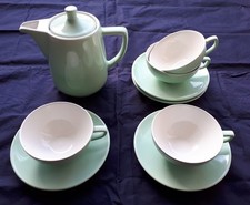 Melitta Service 60er Kanne und 4 Tassen mit Untertassen mintgrün Teegedeck