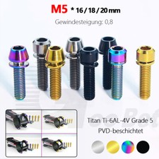 M5 Titan Ti Schraube 16mm 18mm 20mm Fahrrad Lenker Vorbau MTB Road Bike Tuning