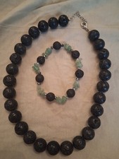 modeschmuck set,Warscheinlich Lavastein;kette ,Armband