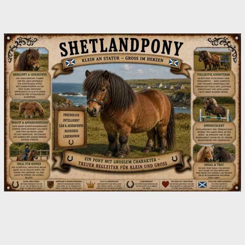 Blechschild shetlandpony pony - blechschild,