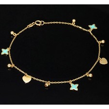 Ankerarmband Goldarmband mit Elementen Herz Sterne 585 14K ECHT Gold 19cm NEU