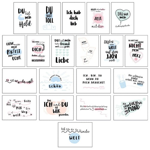 20er postkarten set liebe - postkarten-set,