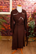 Vintage orig 30er 40er Kleid braun Seide raffiniert Rockabella Hepcat S