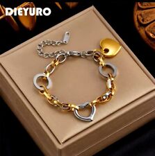 EDELSTAHL ARMBAND TITAN BICOLOR MIT HERZEN STAINLESS STEEL HIPHOP SPORTLICH EDEL