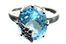 Schmuck Solitär Ring Gold Weissgold 375 Blautopas RW17 - Ä4575