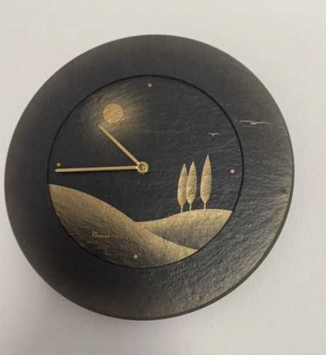 Runde schiefer wanduhr - schiefer,