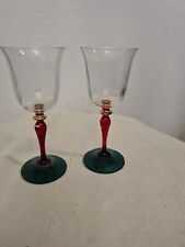 Sherryglas  roter Stiel, grüner Boden, goldener Nodus