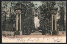 Potsdam, Eingang zum Park von Sanssouci, Ansichtskarte 1899 
