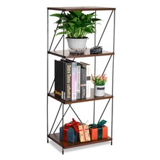 Industrie Lagerregal Standregal Bücherregal mit 4 Ebenen Küchenregal Holz Metall