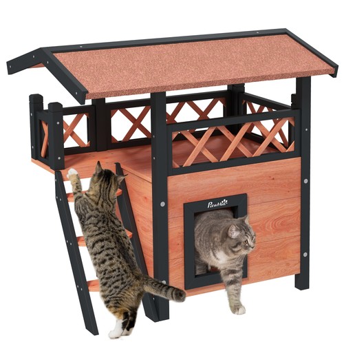 Pawhut outdoor katzenhaus mit - pawhut,