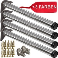 4 X Tischbeine Edelstahl Metall schwarz Ø 60 mm höhenverstellbar Tischfüße Möbel