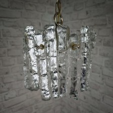 Kalmar Eisglas Hängeleuchte 22 cm Vintage Lampe 60er Jahre Design WeeNTAGE