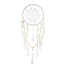 2X(Makramee Wandbehang Dream Catcher grosse natuerliche Haarballen (Perlen 8894