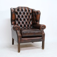 Chesterfield Sessel II Queen Ann Leder Kamin Lese Ohren Stilmöbel Antik Top!