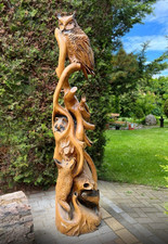 Große Holz Figur Garten Eule