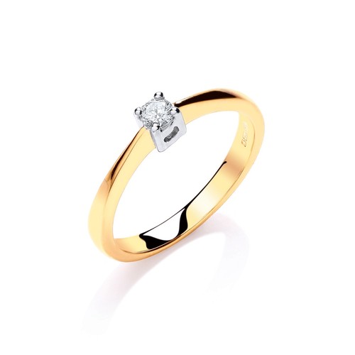 9ct gelbgold solitaire - solitaire, diamant