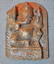 Antik Sand Stein Gott Ganesha Idol Figur Original Alte Handgeschnitzt