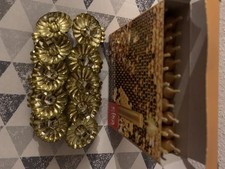 10 goldfarbige Kerzenhalter für Christbaum MIT 19 Bienenwachskerzen