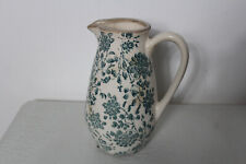 Shabby Landhaus Krug/Kanne weiß-grün Blatt Muster Used Look Neu