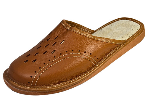 Herren leder hausschuhe - herren, braun