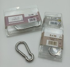 2x Karabinerhaken Feuerwehrhaken Edelstahl A4  DIN 5299-C 5x50mm, 6x60mm, 8x80mm