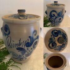 Rumtopf Steingut Keramik Salzglasur grau-blau  Handarbeit Rarität