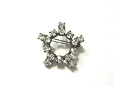 Alte Strass Brosche rund mit
