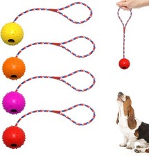 Wurfball Hund, 4 Stück Ball mit Seil Naturkautschuk Ball für Hunde Hundespielzeu