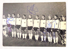 6 DFB Autogramme -Maier-Haller-Libuda-Fichtel-Overath-Vogts - Bergmann WM 70