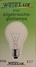 Glühbirne e27 60 watt klar