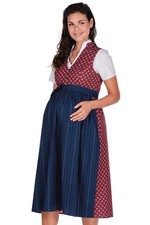 Umstandsdirndl Madlina rot/marine Baumwolle Blumen-Print Knöpfe 2tlg 85cm 36-48