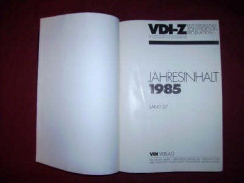 Vdi jahresinhalt - jahresinhalt, 1985