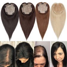 Damen Remy Echthaar Toupet Toupee Topper Clip In Human Hair Haarteil Wig 15x16CM