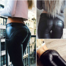 Damen PU-Leder Yoga Leggings