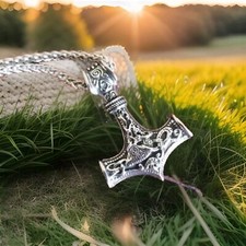 Thors Hammer Mjölnir Anhänger mit Kette Odin Wikinger Germanen Schmuck NEU!