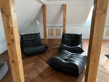 Ligne Roset TOGO Hocker Leder Kyoto schwarz / Noir - gebraucht, quasi wie neu!!