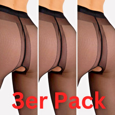 3er Pack Ouvvert Strumpfhose 20DEN S-2XL Damen Nylons Schritt offen Fiore Tights