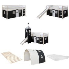 Hochbett 90x200 Kinderbett Rutsche Matratze Stockbett Pirat Vorhang Homestyle4u