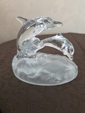 Vintage Glas Figur Delfin auf