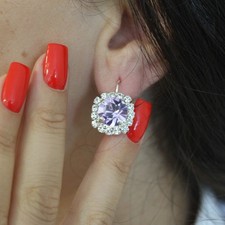 10mm Swarovski Kristall Ohrhänger, Silber, Halo Design, Elegant, Brautschmuck