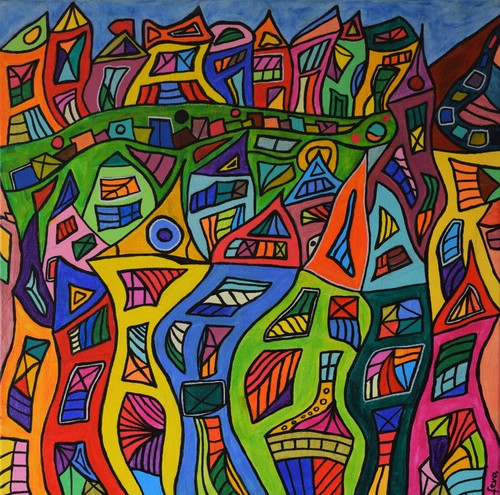 Acrylbild original stadtbild - acrylbild,