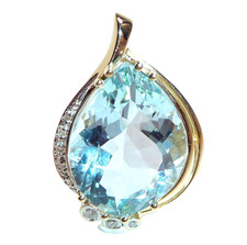 Anhänger 585 Gelbgold  17.20ct Aquamarin Tropfen 020ct Brillanten 31 mm 7,8g