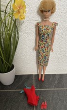 Vintage 60s Bubble Cut Barbie In On The Go Dress Flower Kleid Blonde Beige Lips