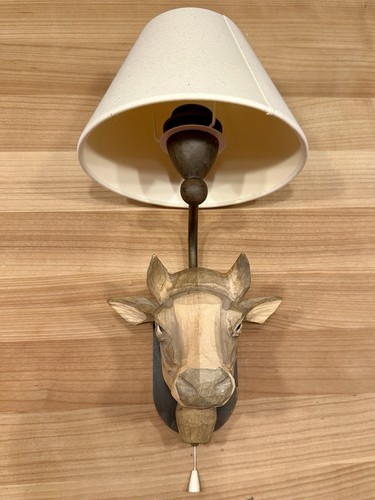 Kuh wandlampe holz geschnitzt - holz,