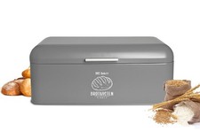 Brotkasten aus Metall mit Klappdeckel Retro Look Brotbehälter /Box Grau B-WARE