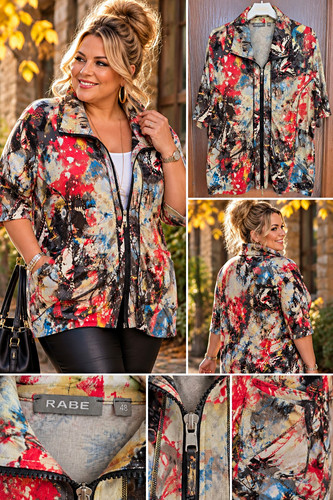 Rabe sweatjacke floral - sweatjacke, gr.48