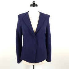 Marc Cain Blazer Damen Gr. 40 N4 Blau Wolle Ungefüttert Business Jacke