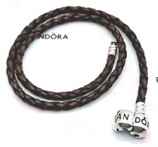 Pandora Lederarmband Doppelt 590745 ca 35 cm lang Zylinderverschluß Silber