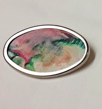Ovale Brosche Seidenmalerei -